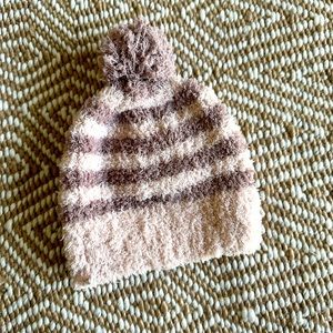 NWOT Barefoot Dreams CozyChic Kids Striped Pom Pom Beanie Youth One Size